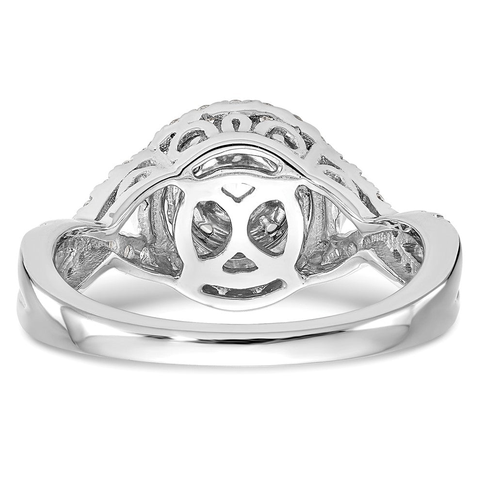 14K White Gold Complete Diamond Cluster Eng Ring