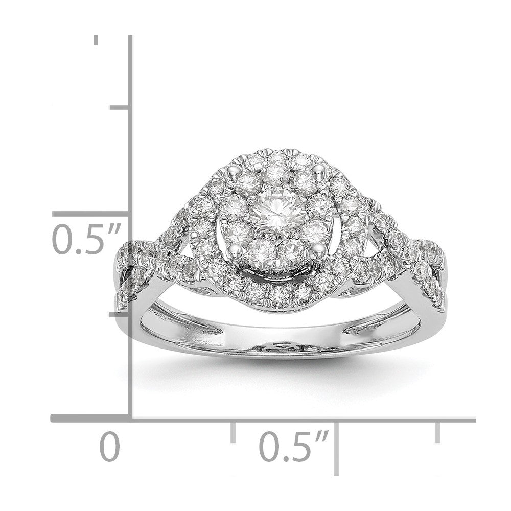14K White Gold Complete Diamond Cluster Eng Ring
