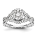 14K White Gold Complete Diamond Cluster Eng Ring