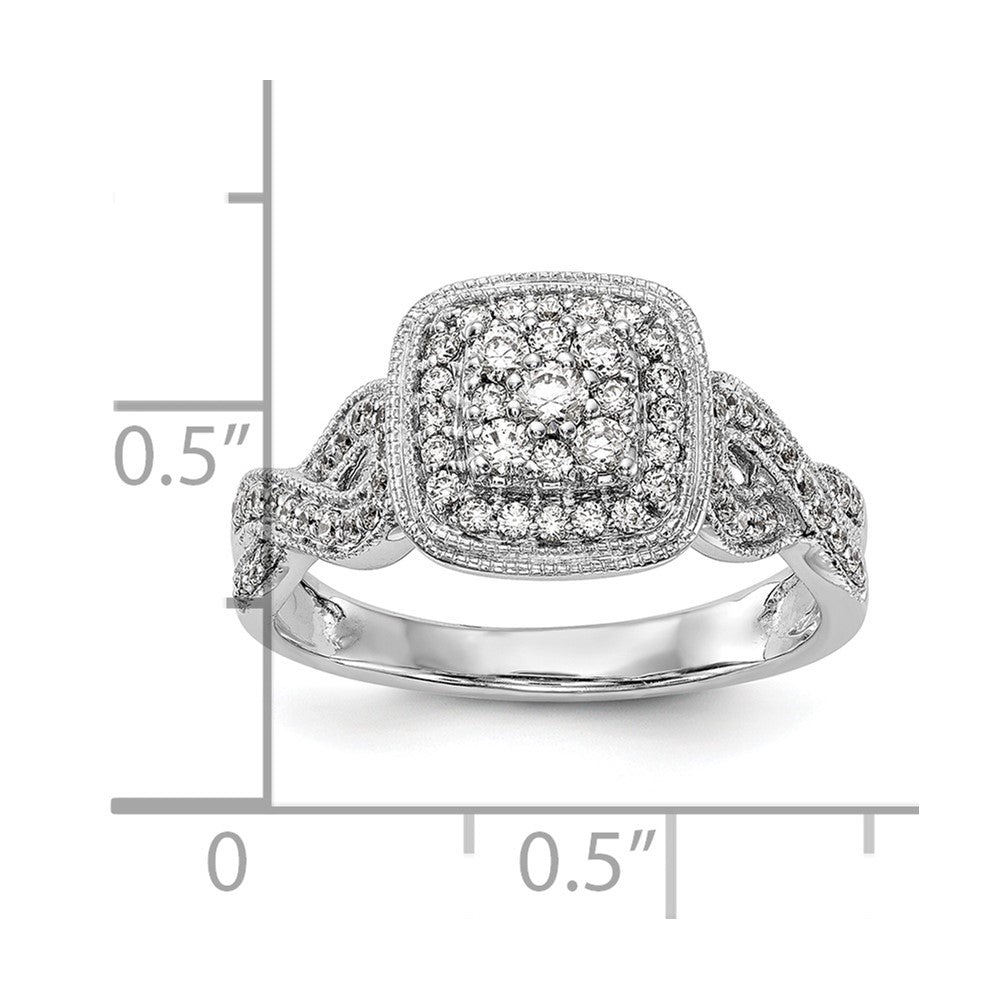 14K White Gold Complete Diamond Cluster Engagement Ring