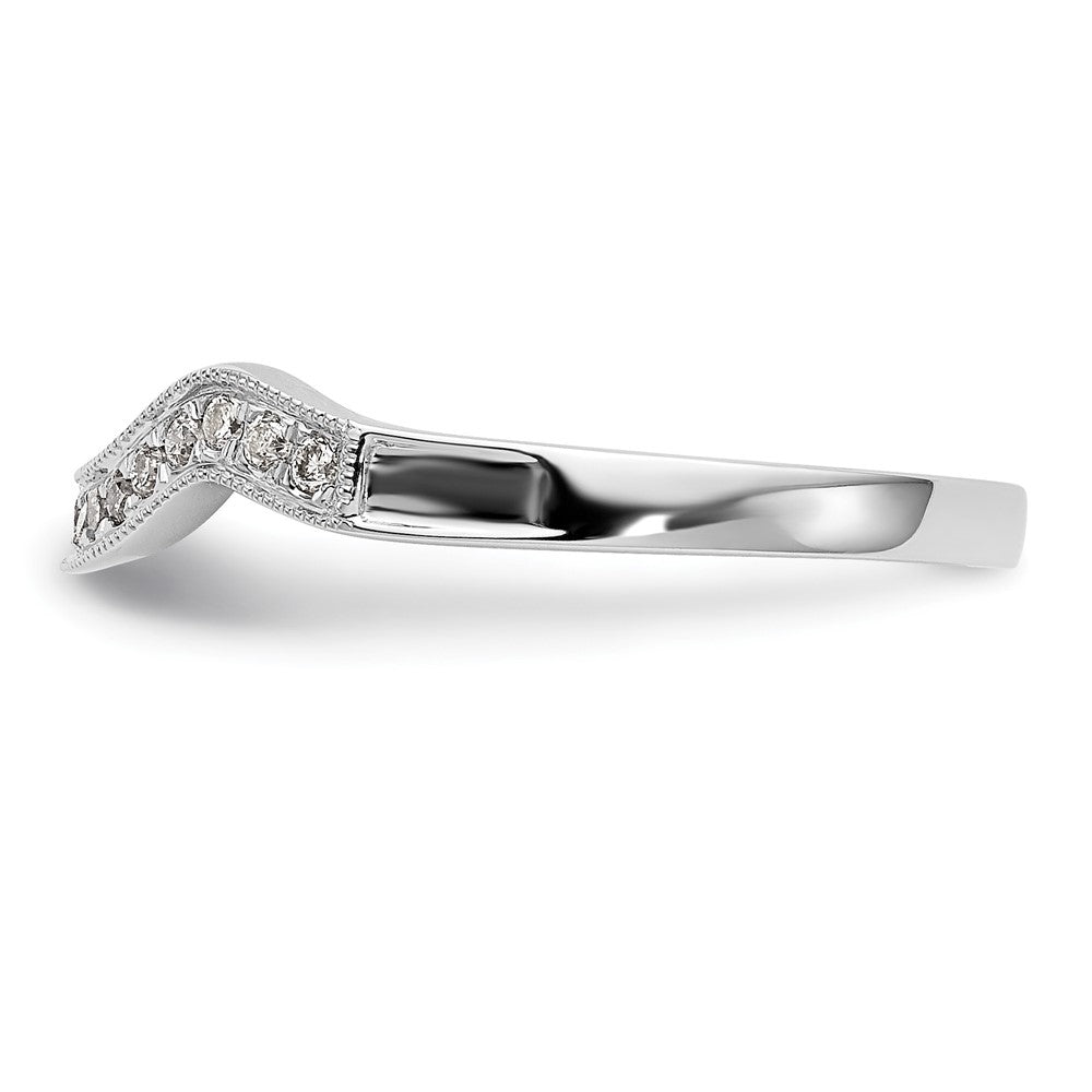 14k White Gold 1/10 carat Diamond Contoured Complete Wedding Band