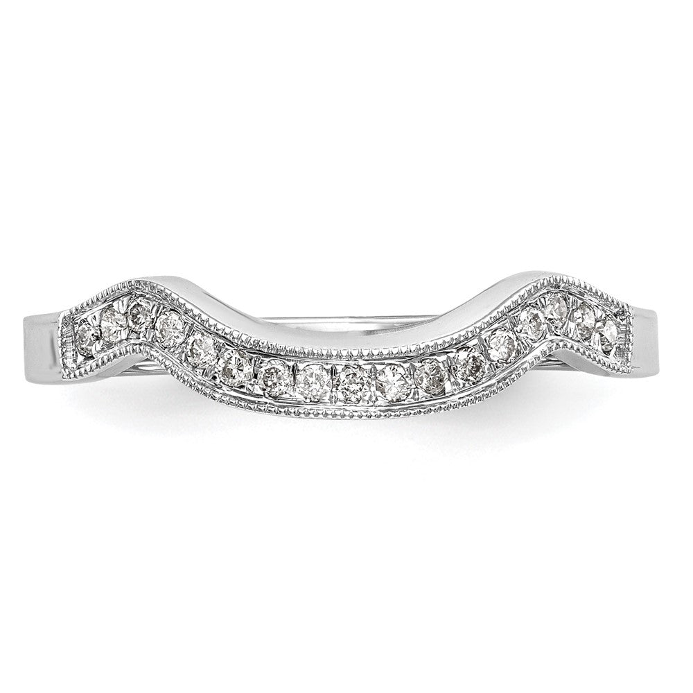 14k White Gold 1/10 carat Diamond Contoured Complete Wedding Band