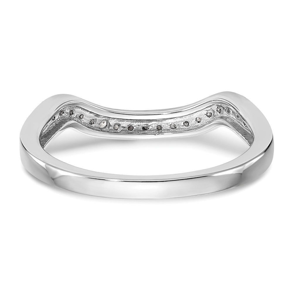 14k White Gold 1/10 carat Diamond Contoured Complete Wedding Band