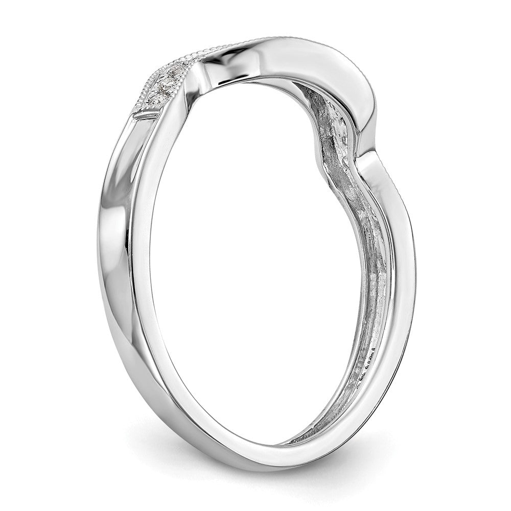 14k White Gold 1/10 carat Diamond Contoured Complete Wedding Band