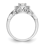 14K White Gold Square Halo Cluster 3/8 carat Diamond Complete Engagement Ring