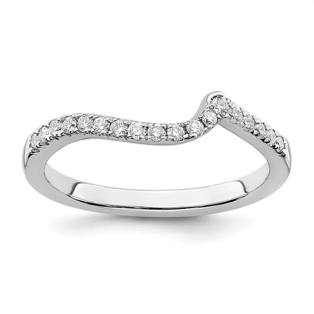 14k White Gold 1/5 carat Diamond Contoured Complete Wedding Band