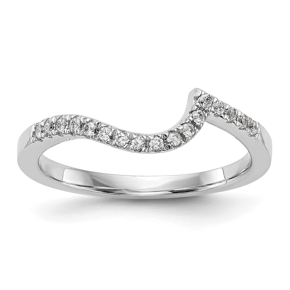 14k White Gold 1/5 carat Diamond Contoured Complete Wedding Band