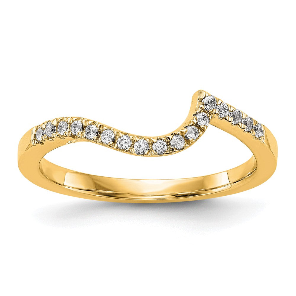 14k Yellow Gold Diamond Contoured Wedding Band