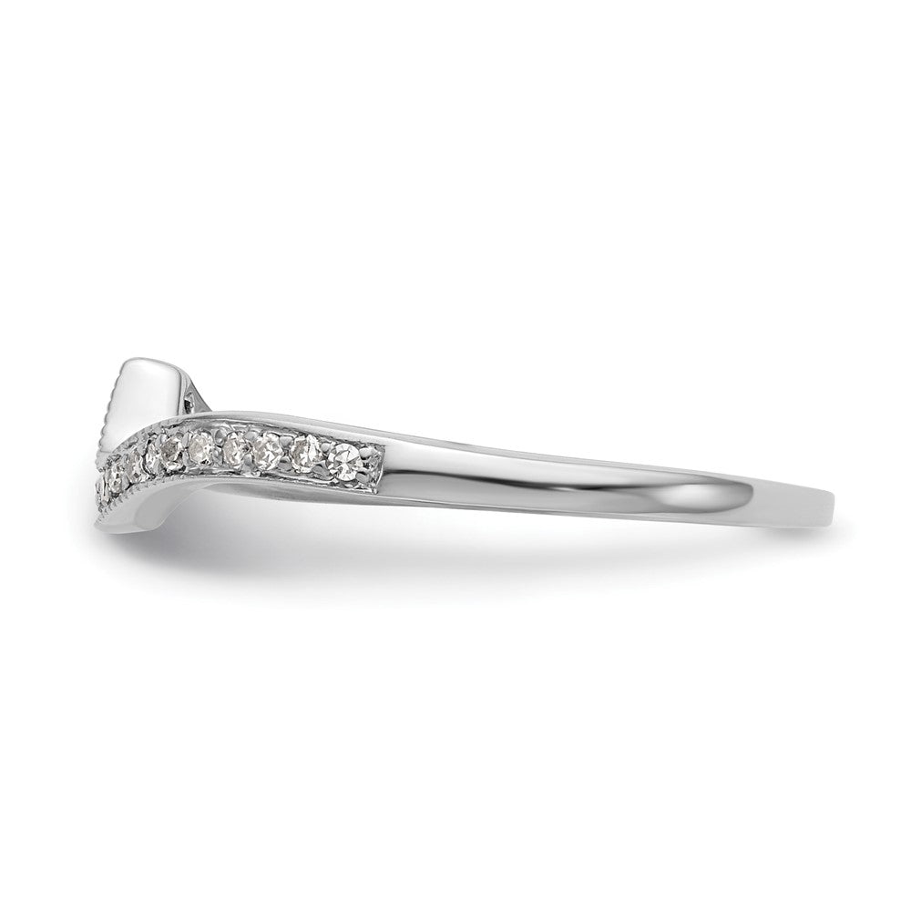 14k White Gold 1/10 carat Diamond Contoured Complete Wedding Band