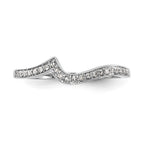 14k White Gold 1/10 carat Diamond Contoured Complete Wedding Band