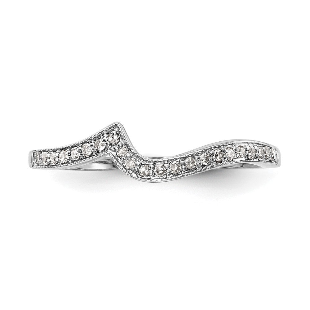 14k White Gold 1/10 carat Diamond Contoured Complete Wedding Band