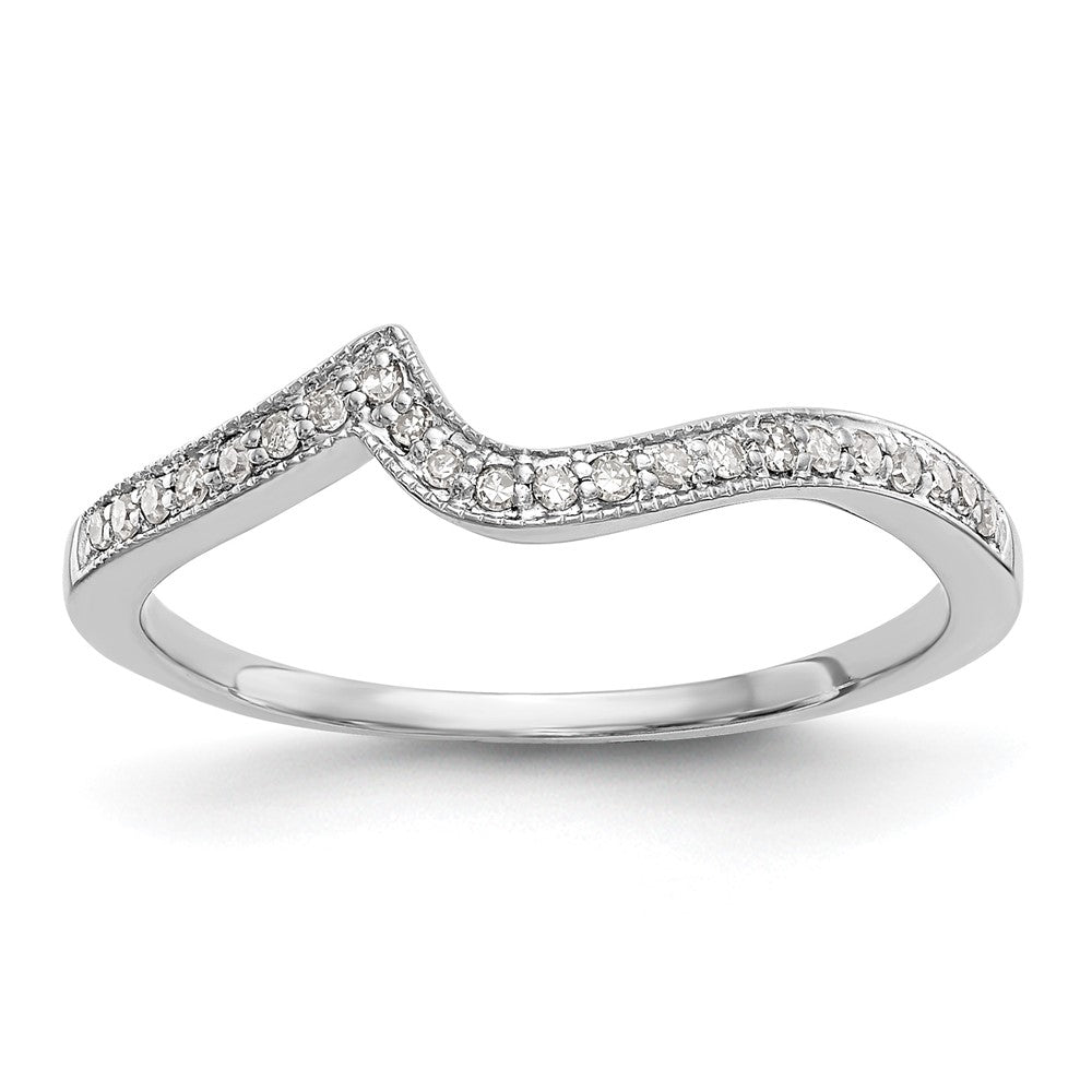 14k White Gold 1/10 carat Diamond Contoured Complete Wedding Band