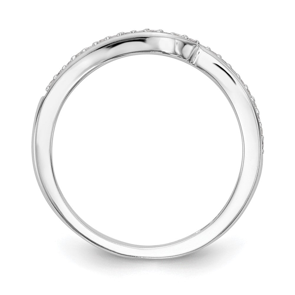 14k White Gold 1/10 carat Diamond Contoured Complete Wedding Band