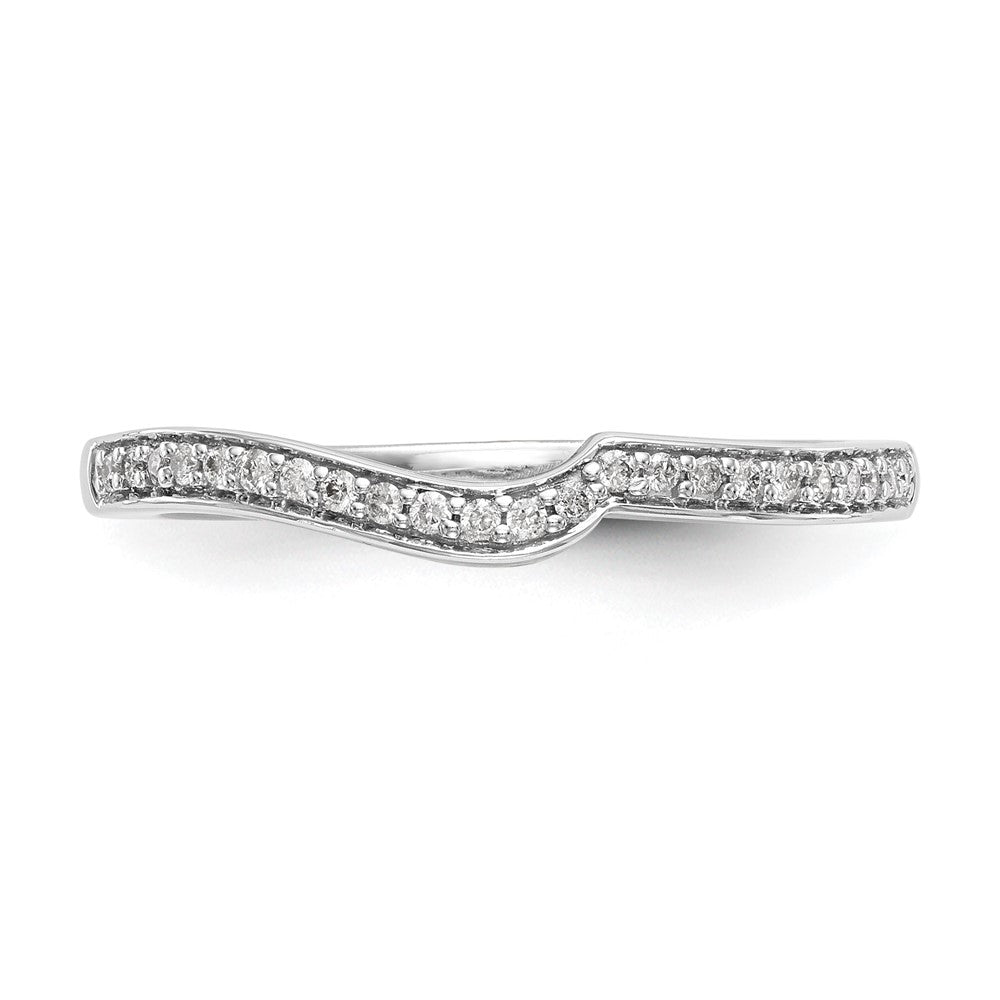 14k White Gold 1/10 carat Diamond Contoured Complete Wedding Band