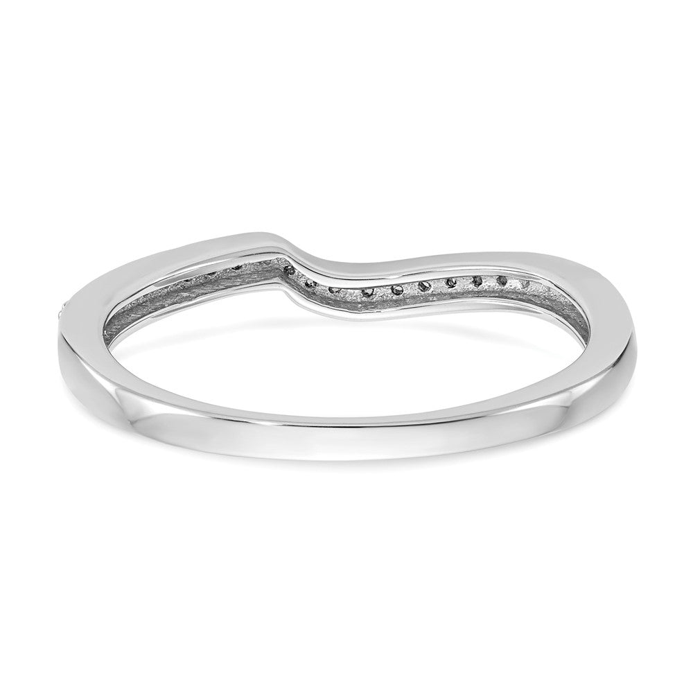 14k White Gold 1/10 carat Diamond Contoured Complete Wedding Band