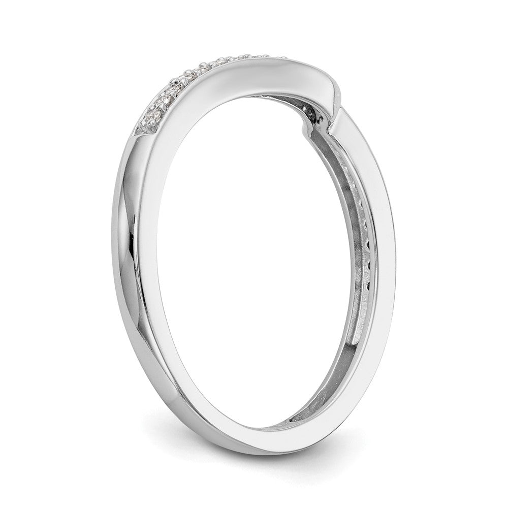 14k White Gold 1/10 carat Diamond Contoured Complete Wedding Band