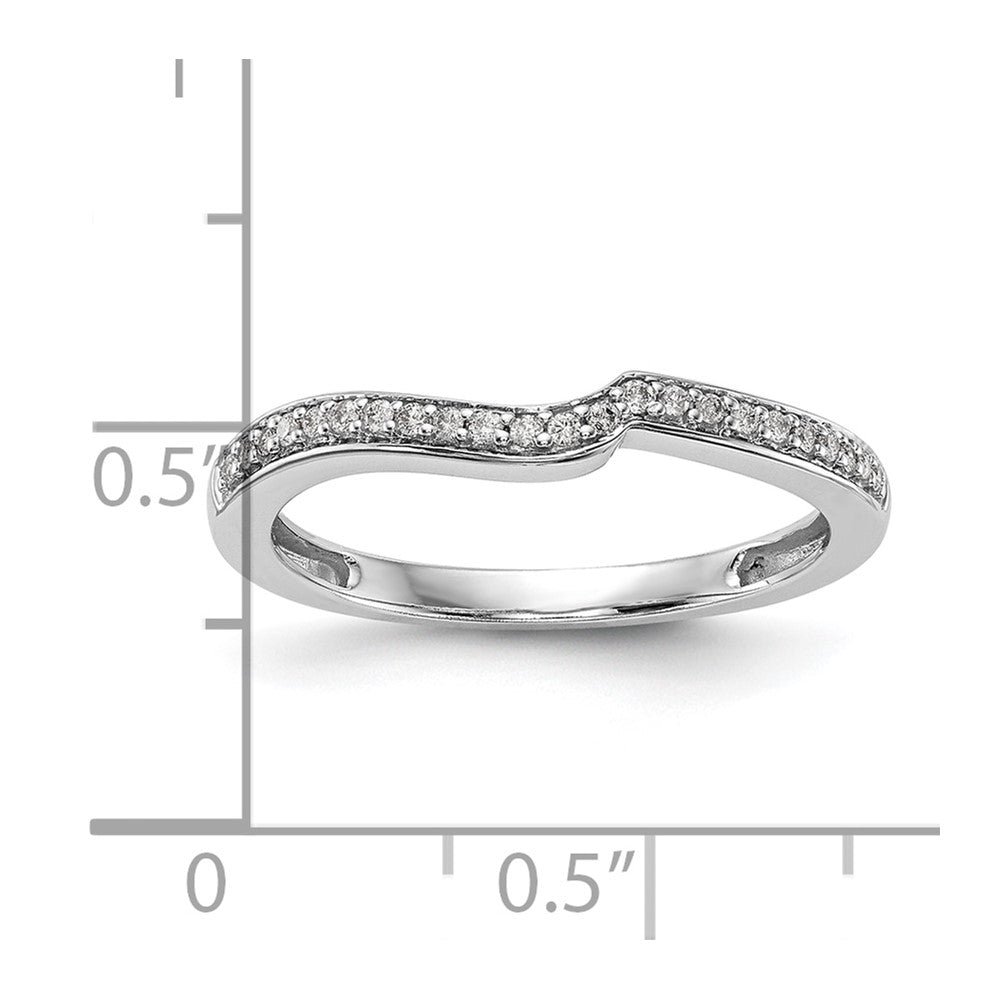 14k White Gold 1/10 carat Diamond Contoured Complete Wedding Band