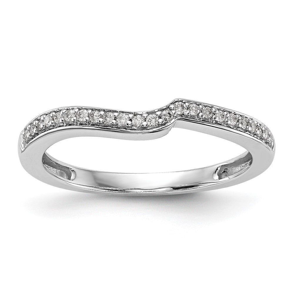 14k White Gold 1/10 carat Diamond Contoured Complete Wedding Band