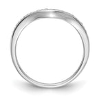 14k White Gold 1/20 carat Diamond Contoured Complete Wedding Band