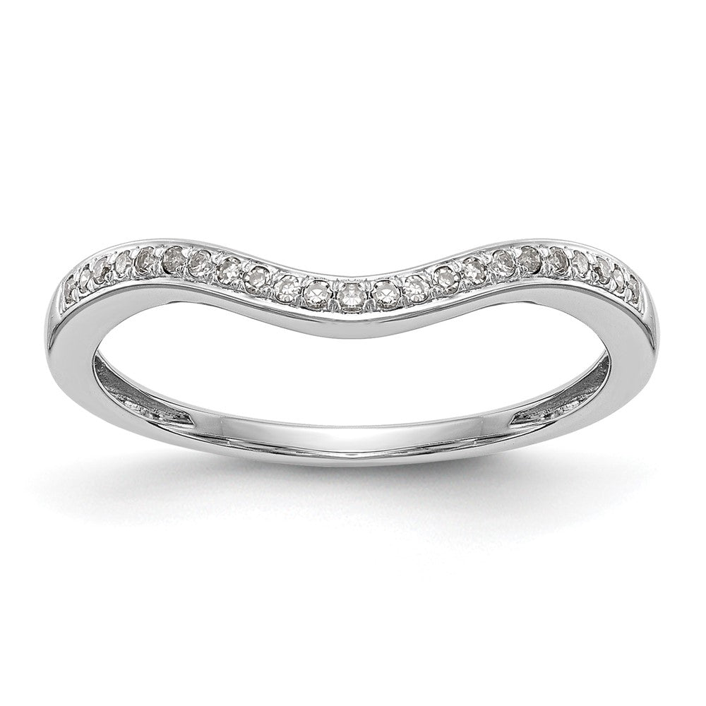 14k White Gold 1/20 carat Diamond Contoured Complete Wedding Band