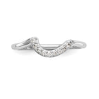 14K White Gold 1/10 carat Diamond Contoured Complete Wedding Band