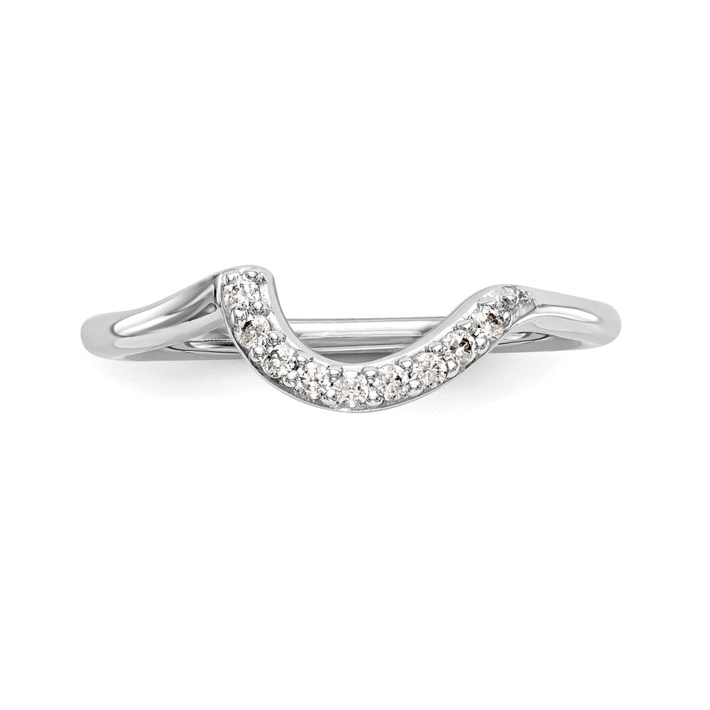 14K White Gold 1/10 carat Diamond Contoured Complete Wedding Band
