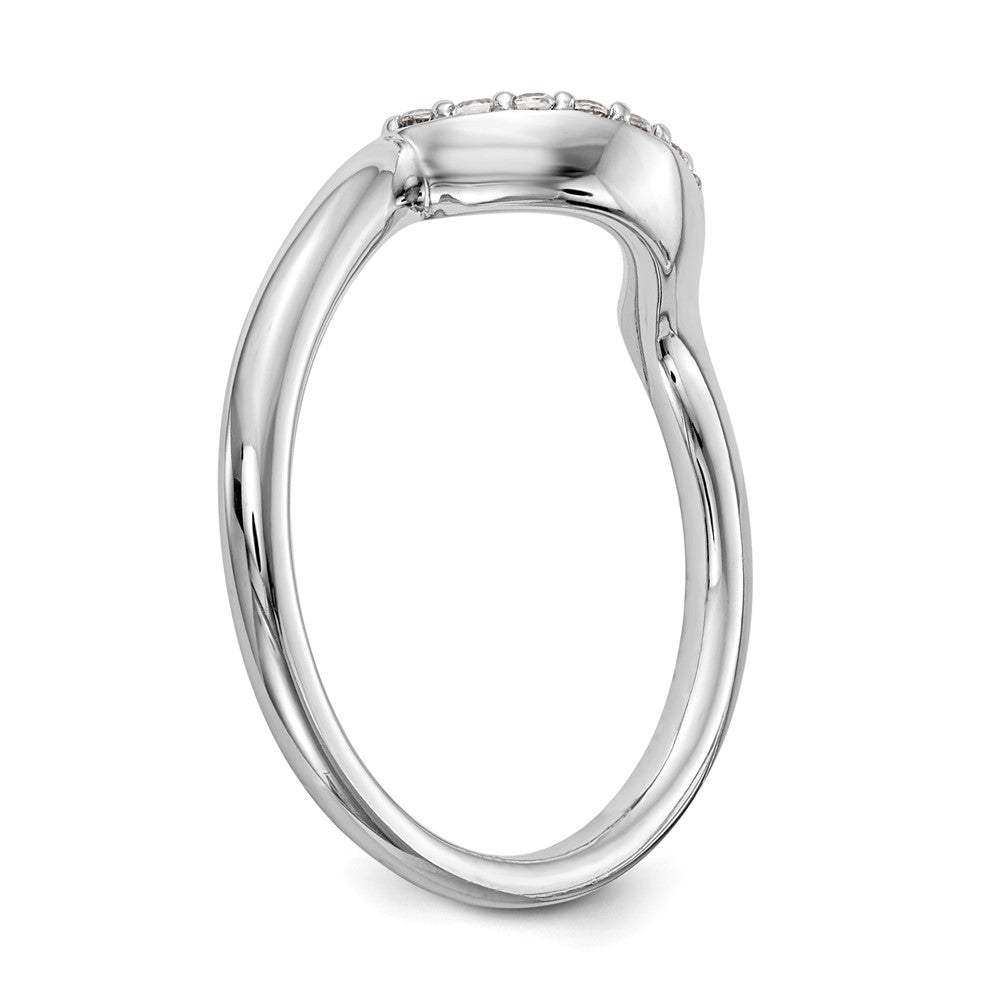 14K White Gold 1/10 carat Diamond Contoured Complete Wedding Band
