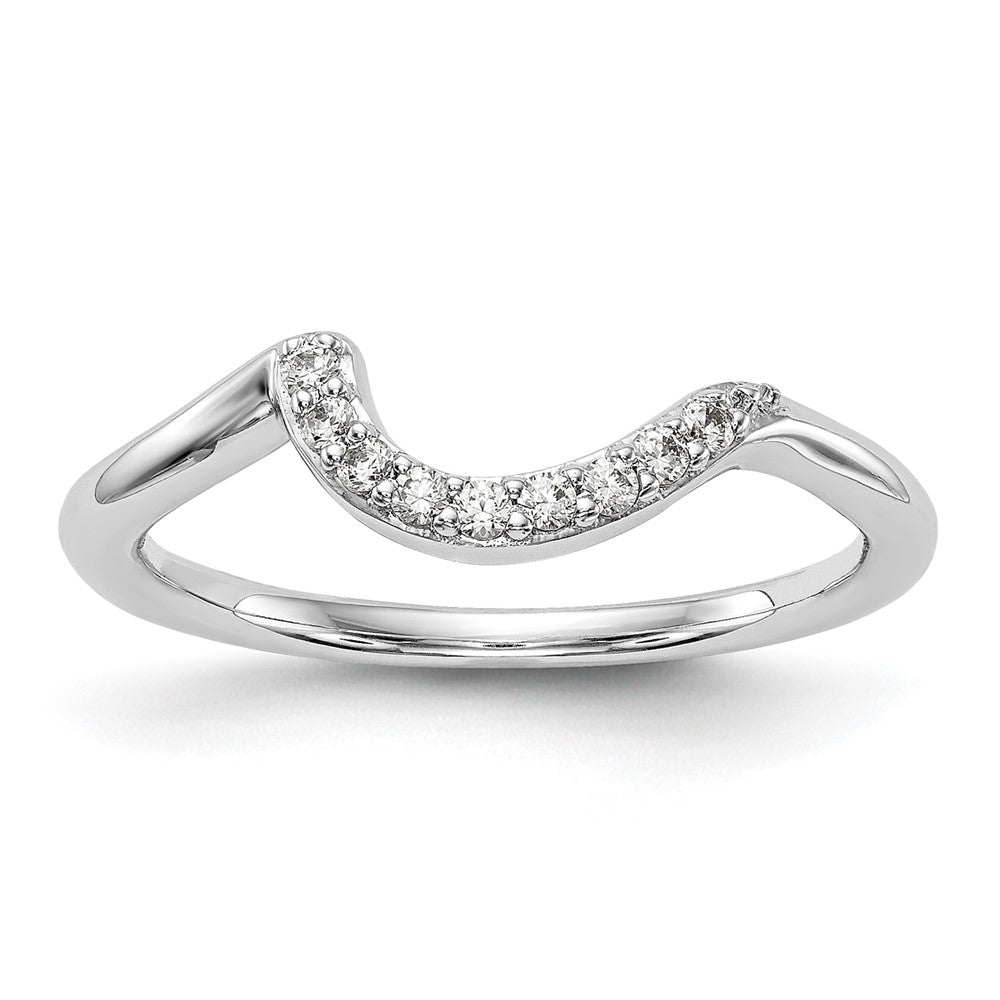 14K White Gold 1/10 carat Diamond Contoured Complete Wedding Band