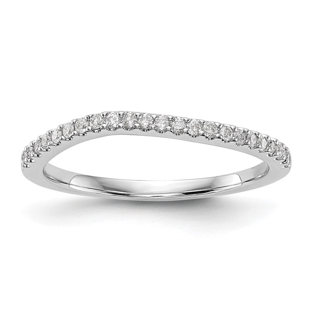 14k White Gold 1/5 carat Diamond Contoured Complete Wedding Band
