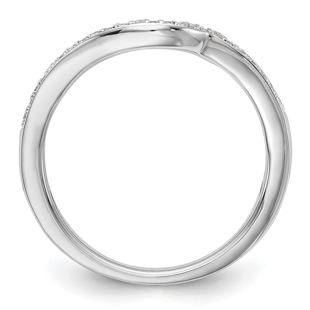 14K White Gold 1/8 carat Diamond Contoured Complete Wedding Band