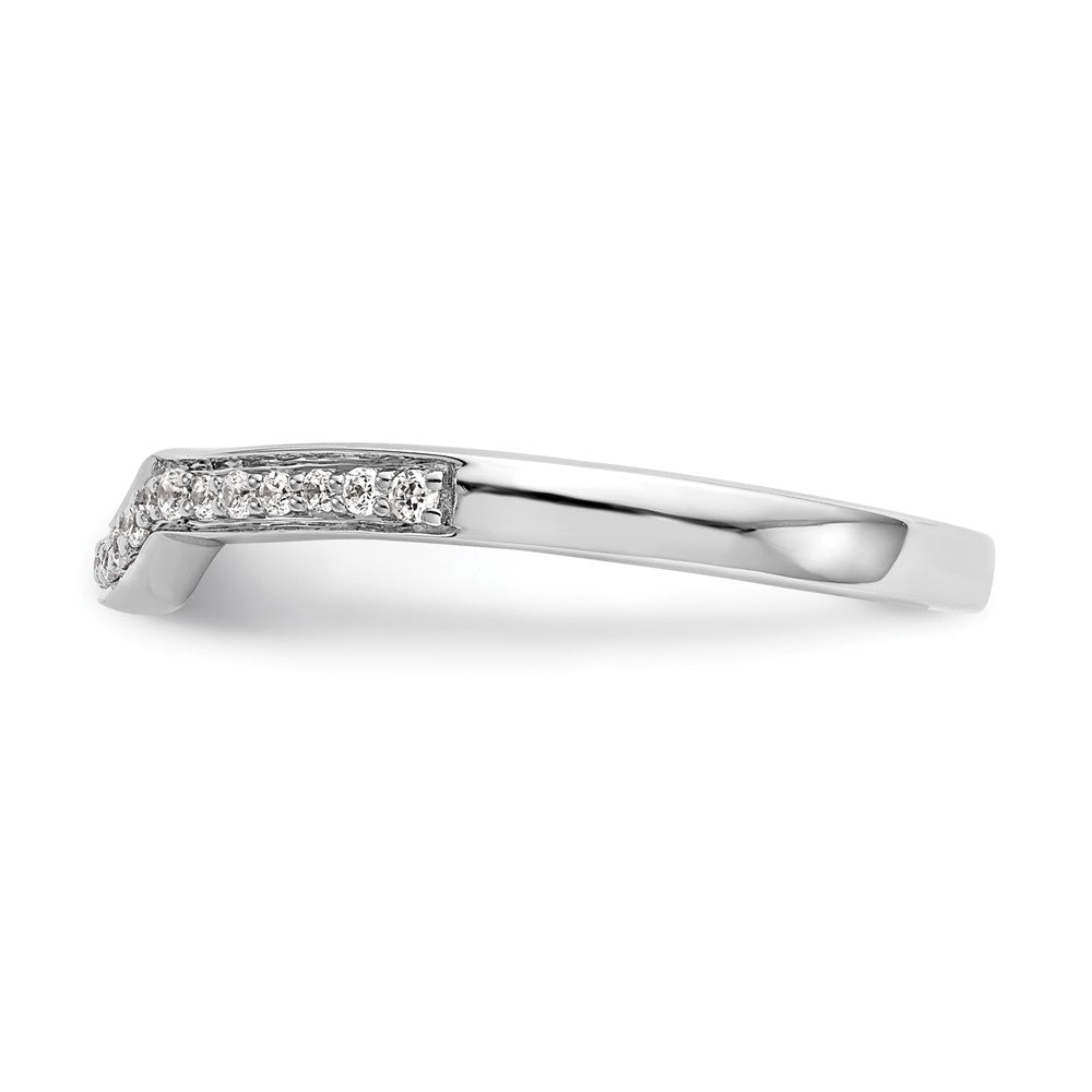14K White Gold 1/8 carat Diamond Contoured Complete Wedding Band