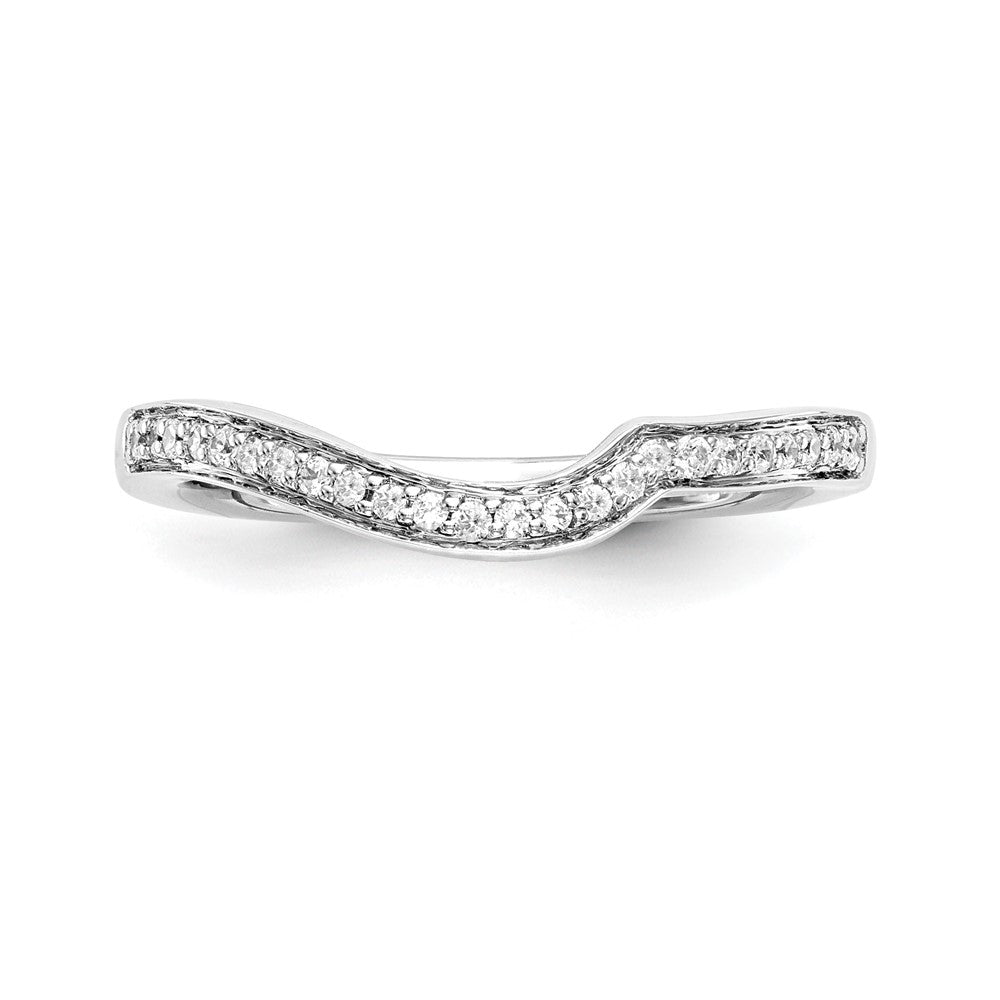 14K White Gold 1/8 carat Diamond Contoured Complete Wedding Band