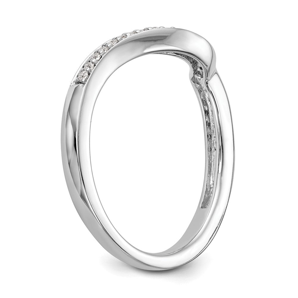 14K White Gold 1/8 carat Diamond Contoured Complete Wedding Band