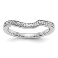14K White Gold 1/8 carat Diamond Contoured Complete Wedding Band