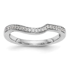 14K White Gold 1/8 carat Diamond Contoured Complete Wedding Band