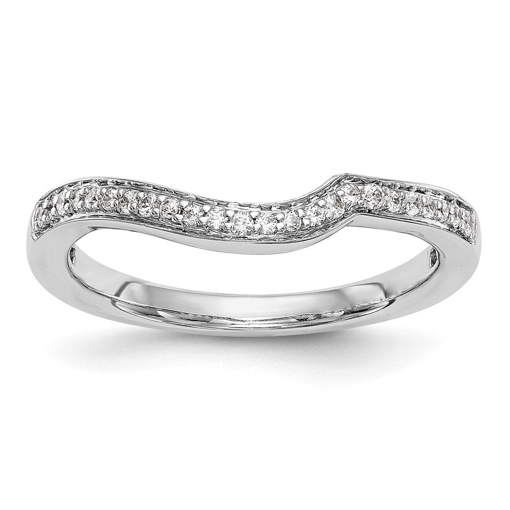 14K White Gold 1/8 carat Diamond Contoured Complete Wedding Band