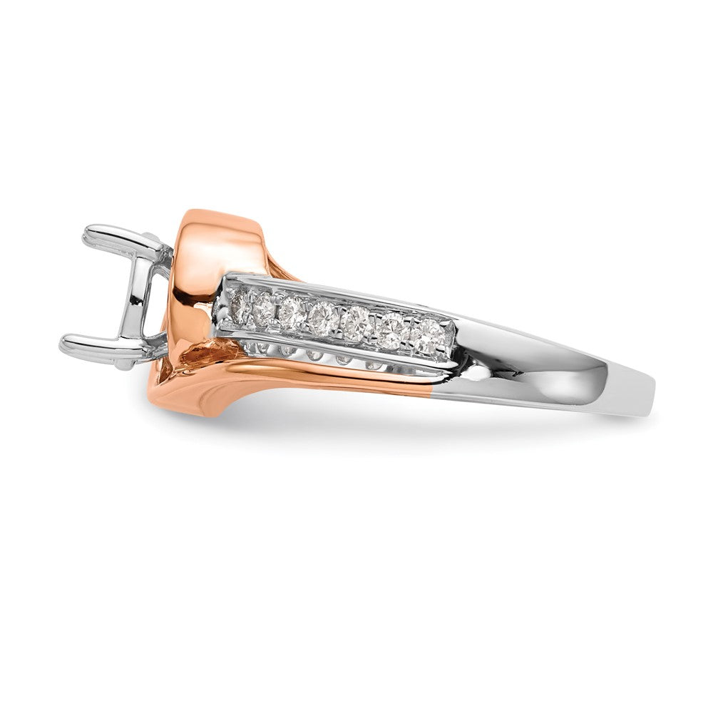 14k Two-Tone Rose and White Gold 1/6 carat Lab Grown Diamond VS/SI+ G+ Semi Mount Peg Set Engagement Ring