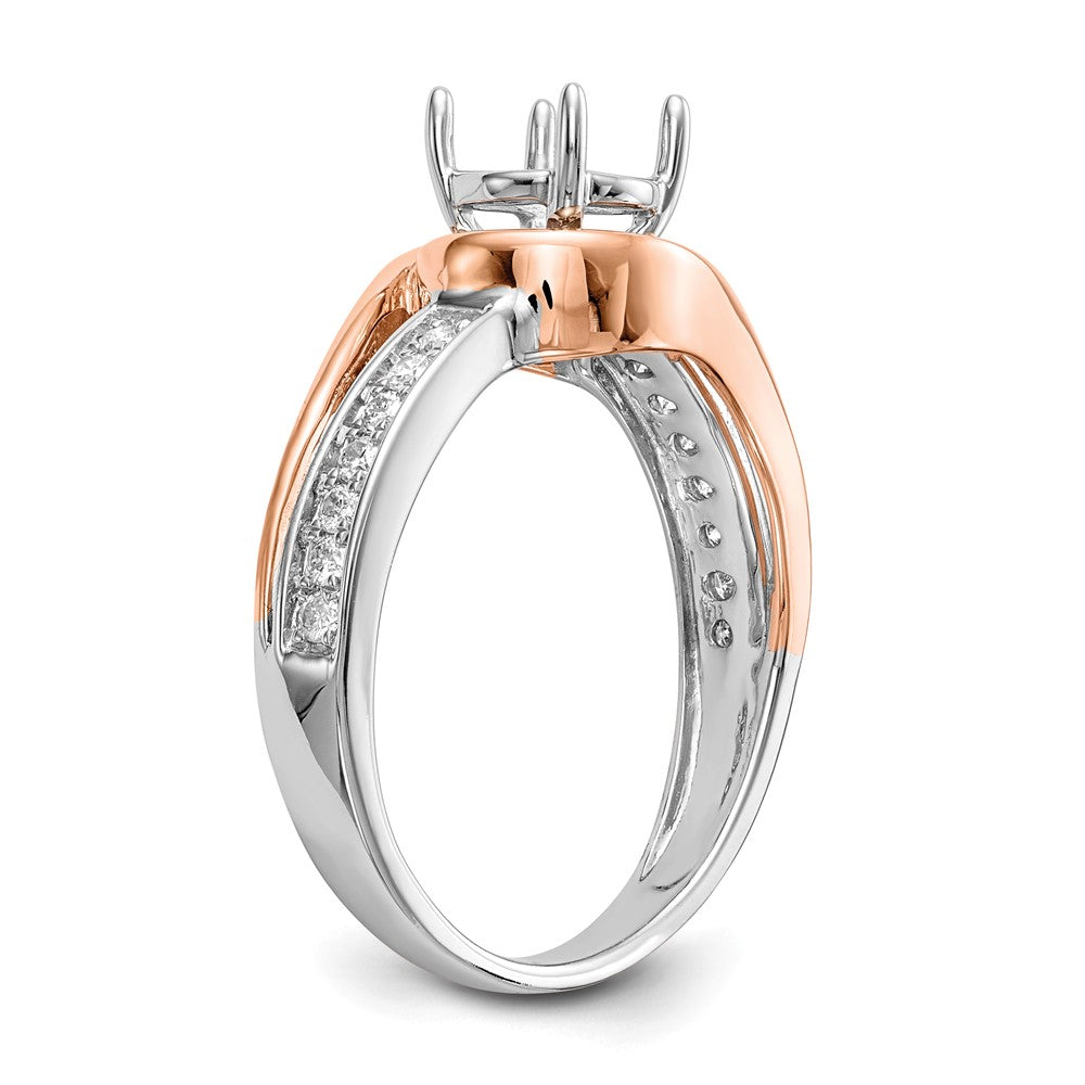 14k Two-Tone Rose and White Gold 1/6 carat Lab Grown Diamond VS/SI+ G+ Semi Mount Peg Set Engagement Ring