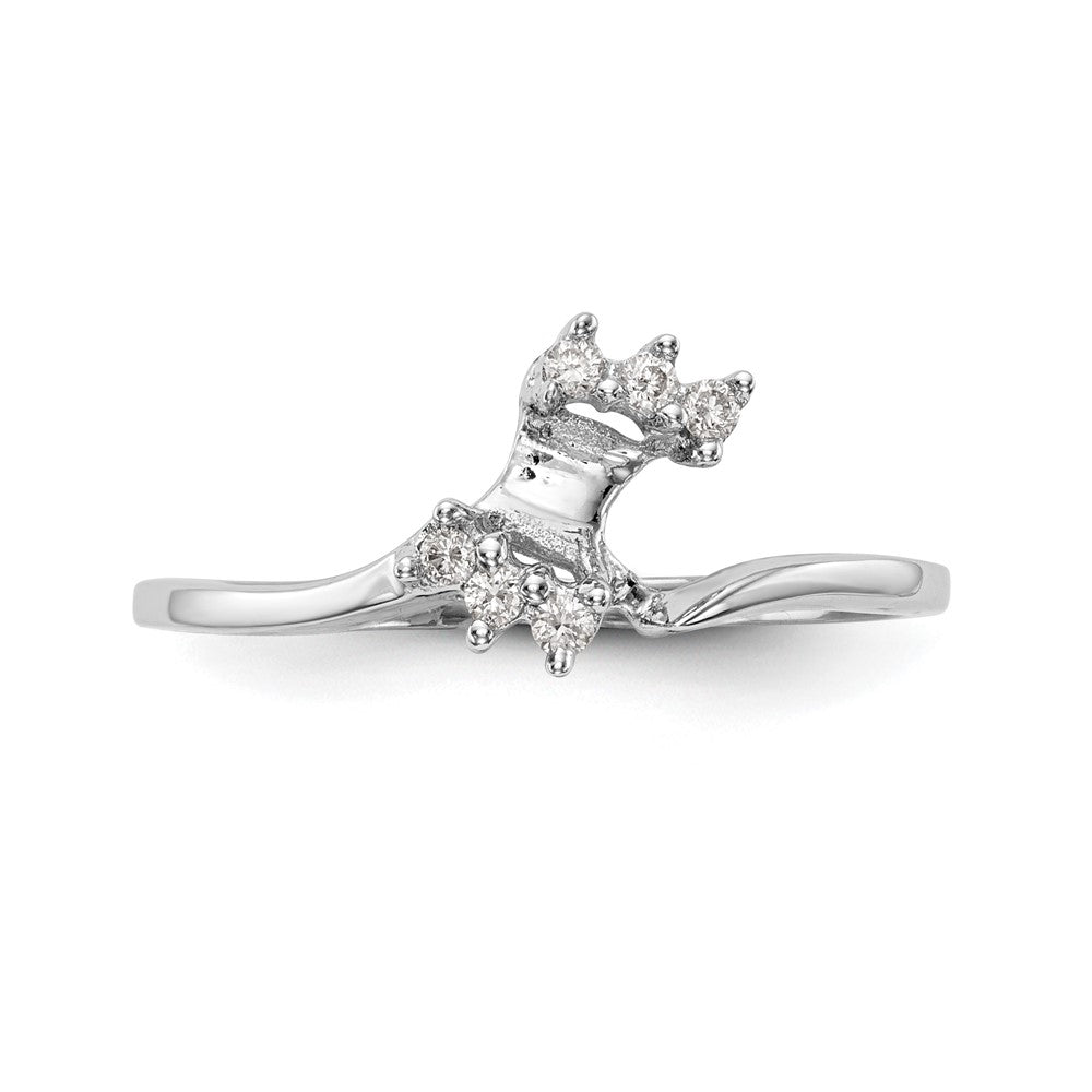 14k White Gold 1/20 carat Diamond Contoured Complete Wedding Band