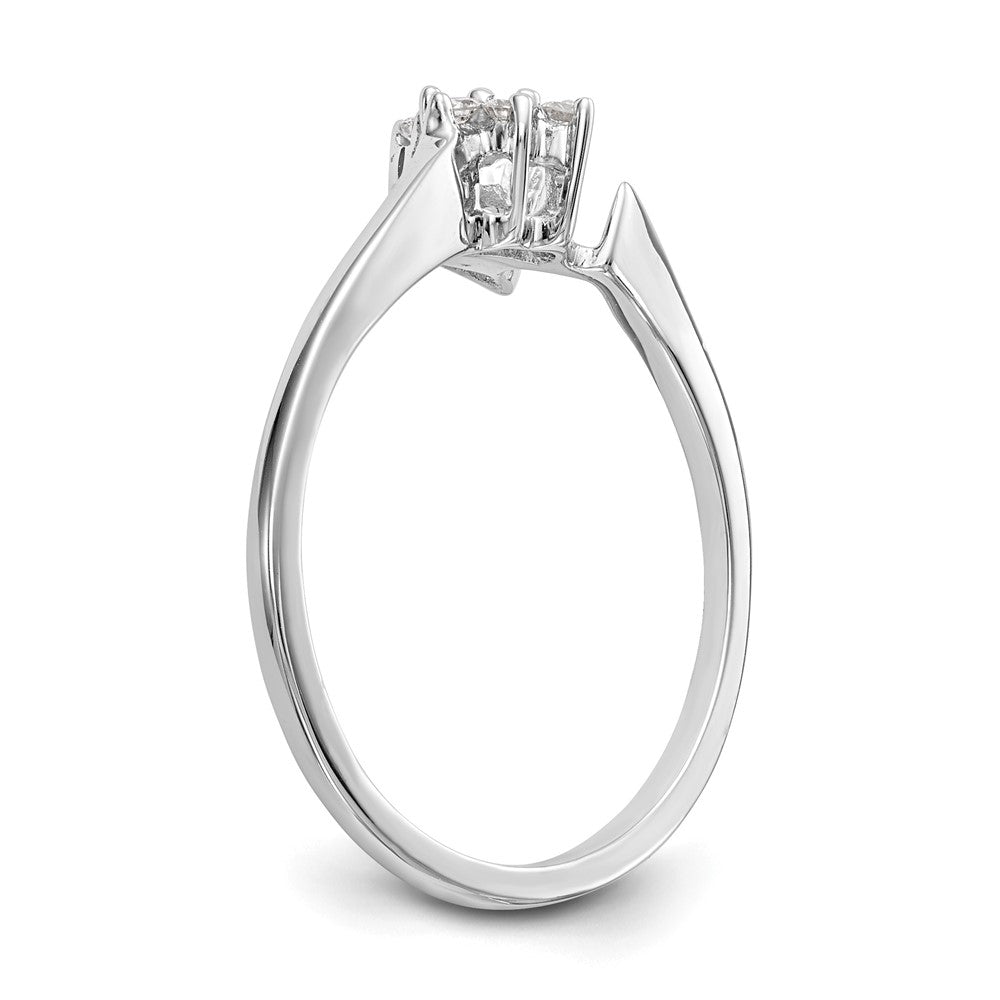 14k White Gold 1/20 carat Diamond Contoured Complete Wedding Band