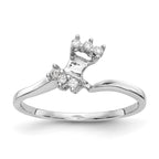 14k White Gold 1/20 carat Diamond Contoured Complete Wedding Band