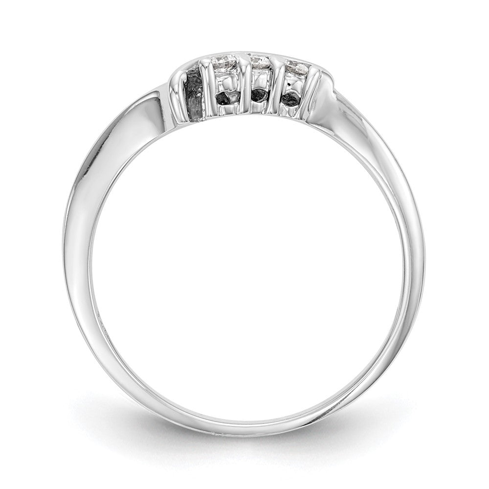 14k White Gold 1/20 carat Diamond Contoured Complete Wedding Band