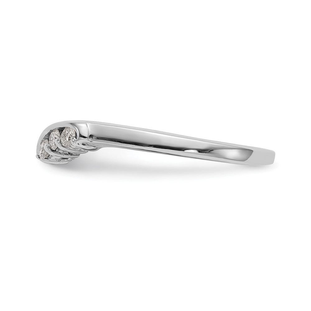 14k White Gold 1/20 carat Diamond Contoured Complete Wedding Band