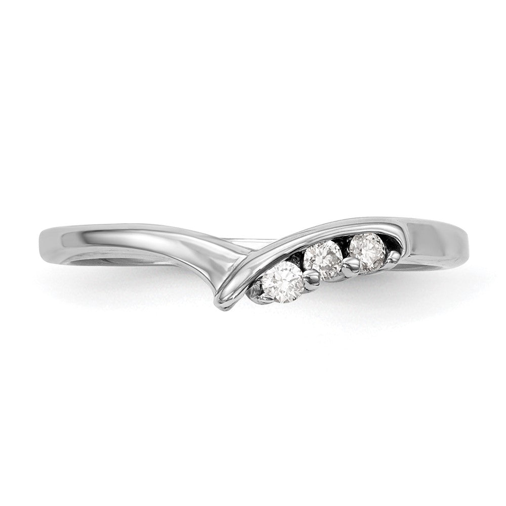 14k White Gold 1/20 carat Diamond Contoured Complete Wedding Band