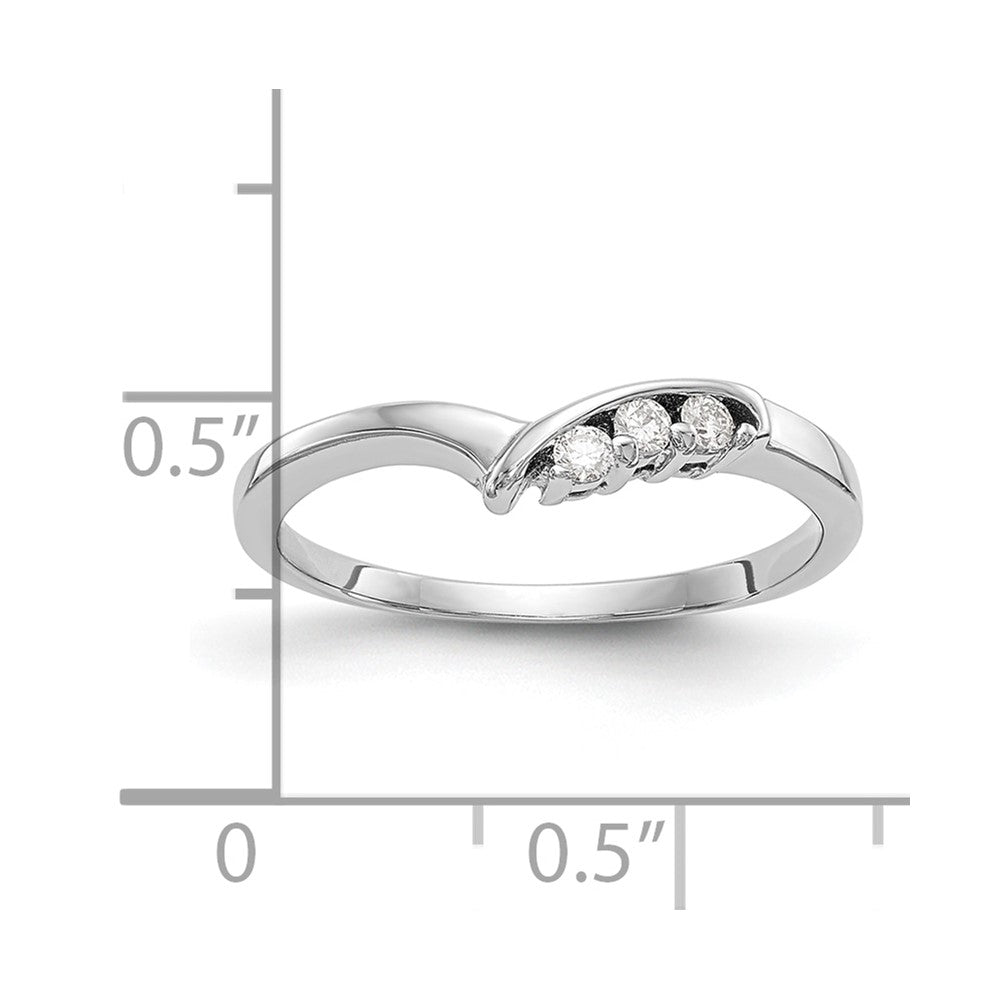 14k White Gold 1/20 carat Diamond Contoured Complete Wedding Band
