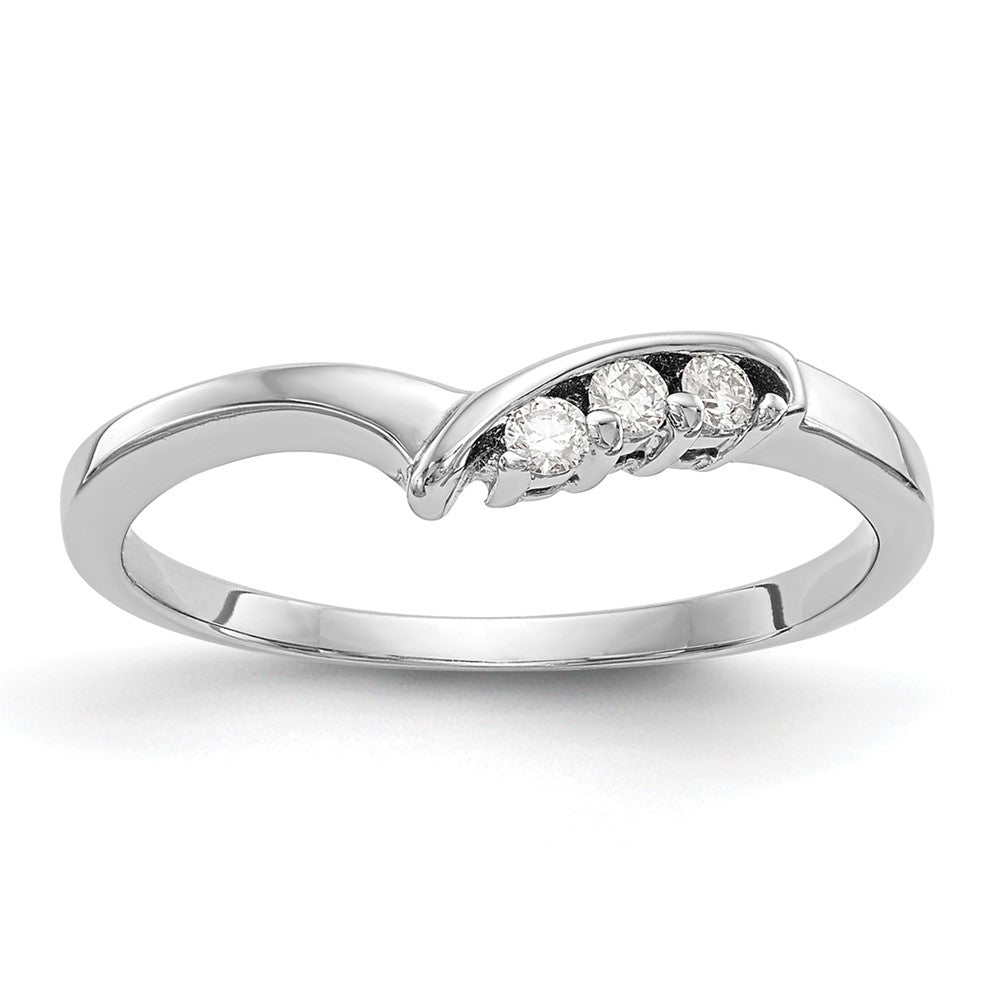 14k White Gold 1/20 carat Diamond Contoured Complete Wedding Band