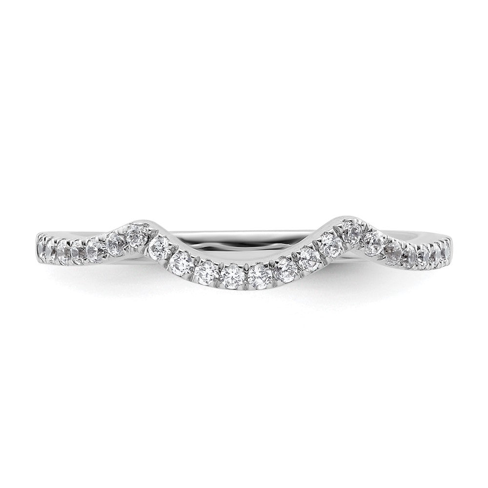 14k White Gold 1/6 carat Diamond Contoured Complete Wedding Band