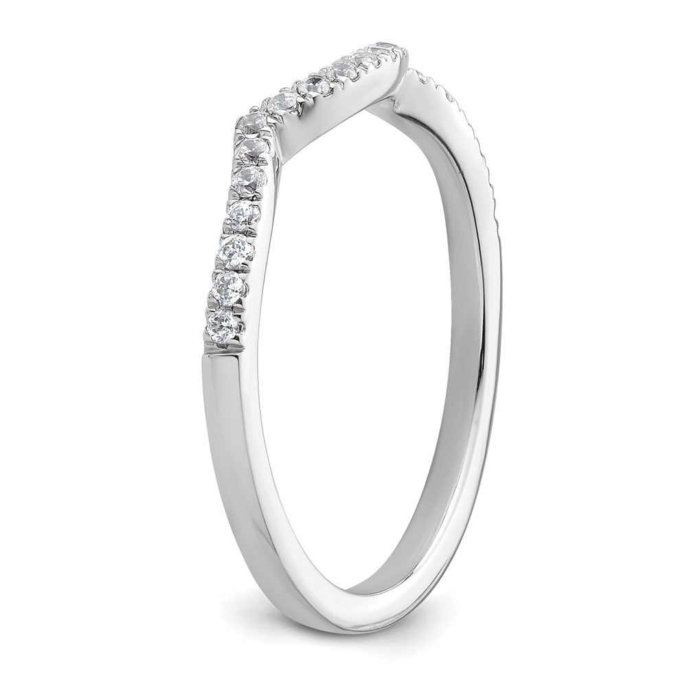 14k White Gold 1/6 carat Diamond Contoured Complete Wedding Band