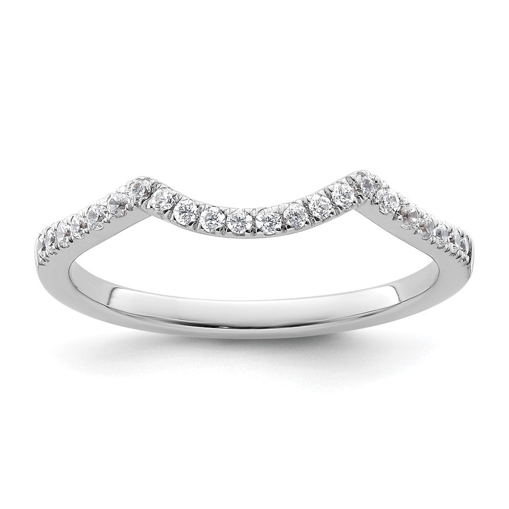 14k White Gold 1/6 carat Diamond Contoured Complete Wedding Band