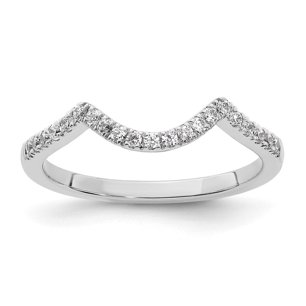 14k White Gold 1/5 carat Diamond Contoured Complete Wedding Band